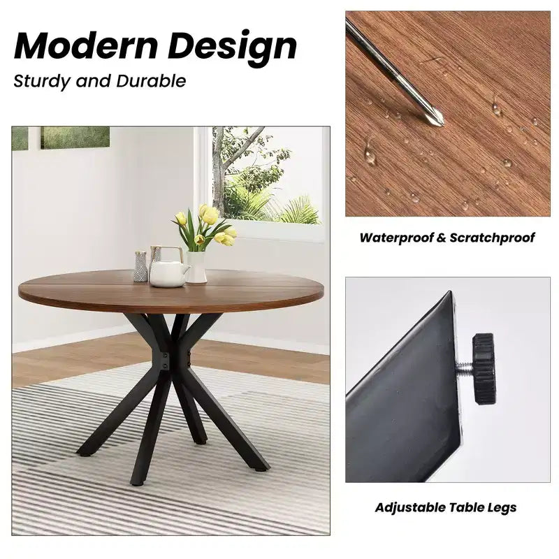Table à manger ronde de 47 po, table basse moderne du milieu du siècle pour 4 à 6 personnes