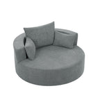 Fauteuil baril accent en chenille, Fauteuil de salon, Fauteuil rond avec base pivotante à 360 degrés et 3 coussins amovibles