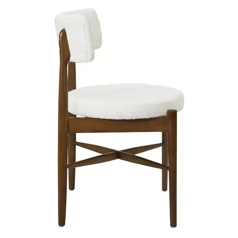 Christopher Knight Home Lumen Chaises de salle à manger modernes en bois d'hévéa et mélange de lin (lot de 2)