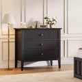 Commode à 3 tiroirs cannelés, commode en bois texturée verticalement pour chambre à coucher, salon, entrée, table de chevet avec tiroirs de rangement