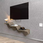 Meuble TV mural flottant HomeStock Parametric de 102 cm, étagère murale géométrique moderne en bois, décor couleur chêne naturel, étagère ondulée 3D pour salon et salle de jeux
