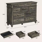 Commode de Ferme à 9 Tiroirs pour Chambre à Coucher, Large Commode Rustique en Bois de 47" avec 9 Tiroirs et Poignées en Métal, Grand Organiseur de Rangement