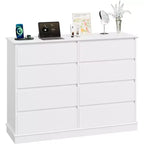 Commode double COZONY 51 po de large à 8 tiroirs – Grande commode horizontale avec tiroirs profonds et plateau large pour chambre, dressing, salon et couloir