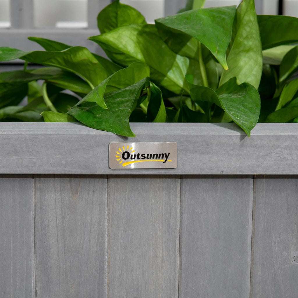 Jardinière en bois Outsunny avec treillis, lit de jardin surélevé pour plantes grimpantes avec trous de drainage et toit