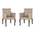 Chaise de salle à manger en rotin tressé avec accoudoirs, lot de 2