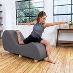 Fauteuil inclinable Avana pour l'étirement et la relaxation, pieds en bois d'hévéa, similicuir - Gris sous-marin