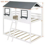 Lit superposé Luxystar de style cabane avec toit et fenêtre