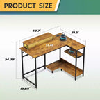 Bureau de jeu GALAXHERO 43 pouces en L, petit bureau d'angle pour ordinateur avec prises de courant, lumières LED et support d'écran, bureau pour chambre