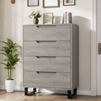 Commode 4 tiroirs pour chambre, commode verticale de 105 cm, armoire verticale autoportante avec rangement, commode de rangement en bois