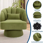 Fauteuil crapaud moderne, pivotant à 360°, avec dossier rayé incurvé et assise large et rembourrée, adapté aux salons, chambres à coucher.