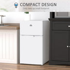 Mini-réfrigérateur HOMCOM à deux portes avec congélateur, réfrigérateur compact de 3,2 pi³ avec étagère réglable, thermostat réglable