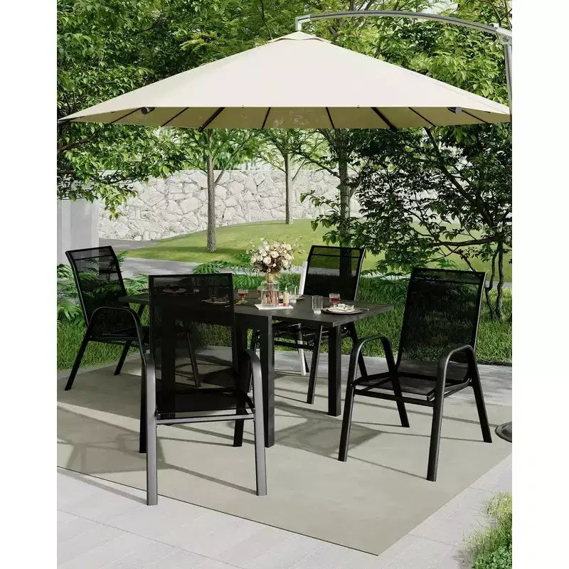 Lot de 4 chaises de terrasse GustoWave, chaises de salle à manger empilables d'extérieur toutes saisons, meubles de jardin respirants pour le jardin