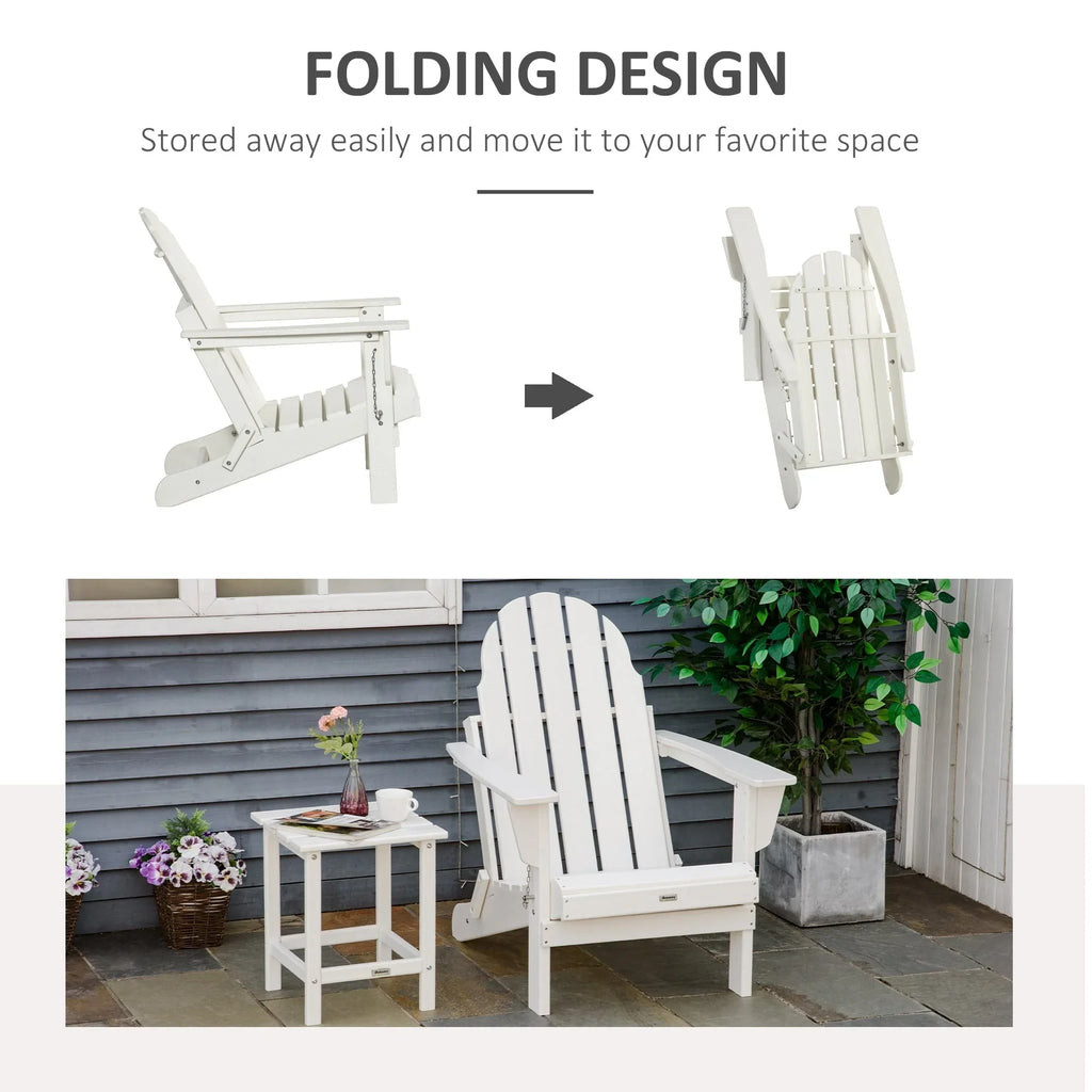 Chaise Outsunny Adirondack Pliante, Chaises de Plage Longues en Plastique HDPE Tout Temps pour Patio, Terrasse et Mobilier de Jardin