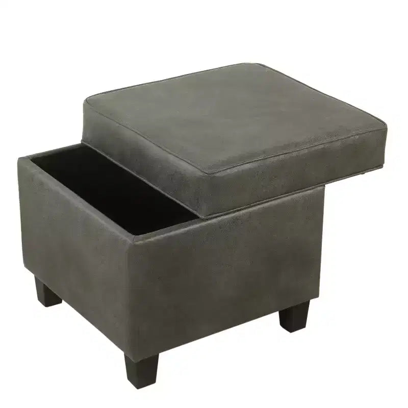 Pouf de rangement carré Cole Classics avec couvercle amovible - HomePop