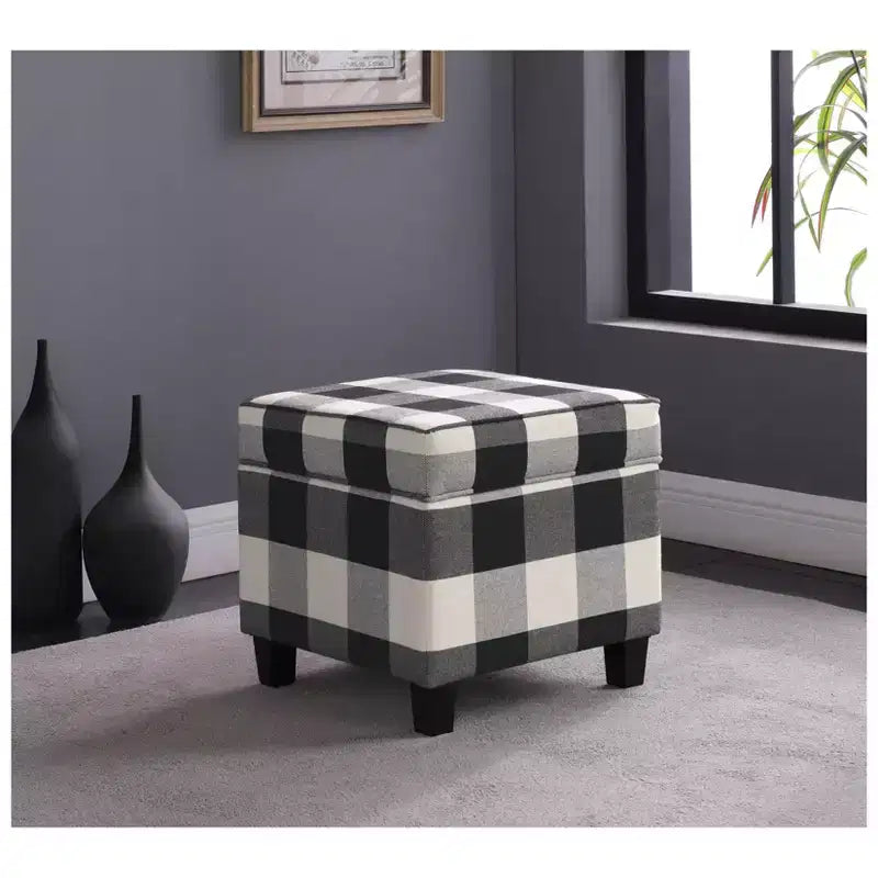 Pouf de rangement carré Cole Classics avec couvercle amovible - HomePop