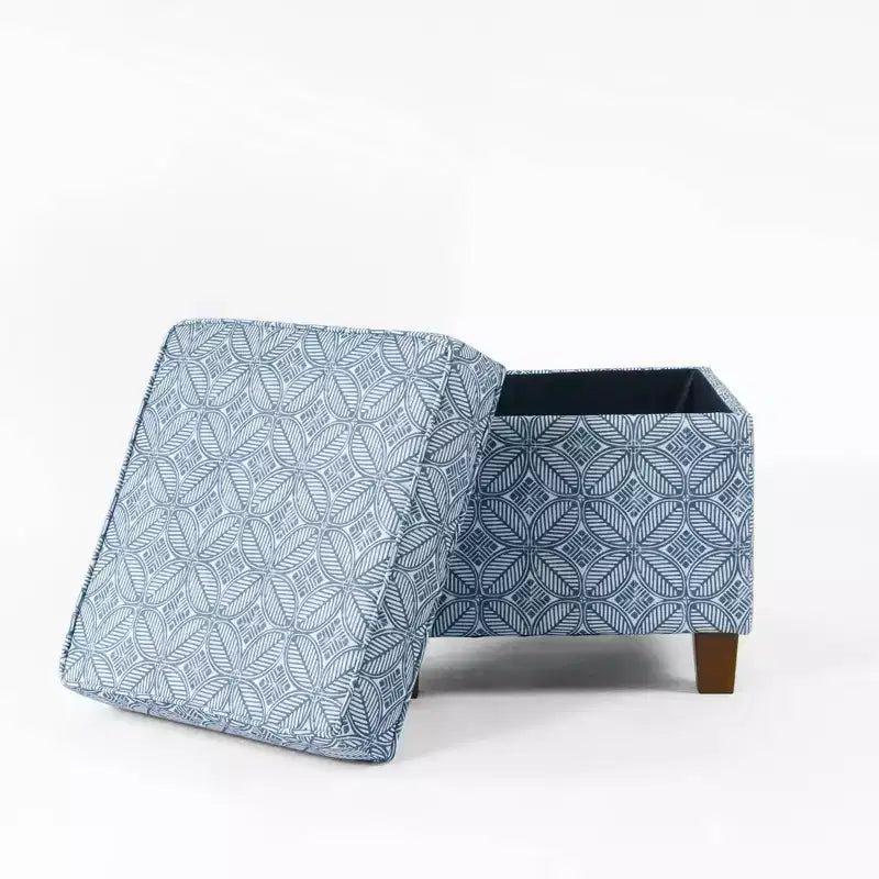 Pouf de rangement carré Cole Classics avec couvercle amovible - HomePop