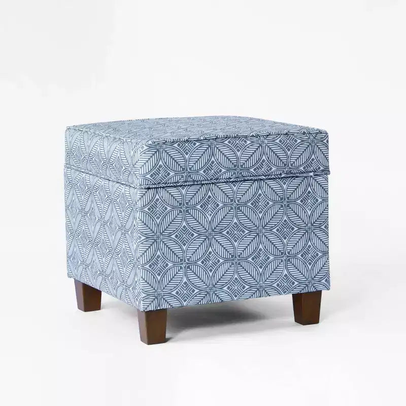 Pouf de rangement carré Cole Classics avec couvercle amovible - HomePop