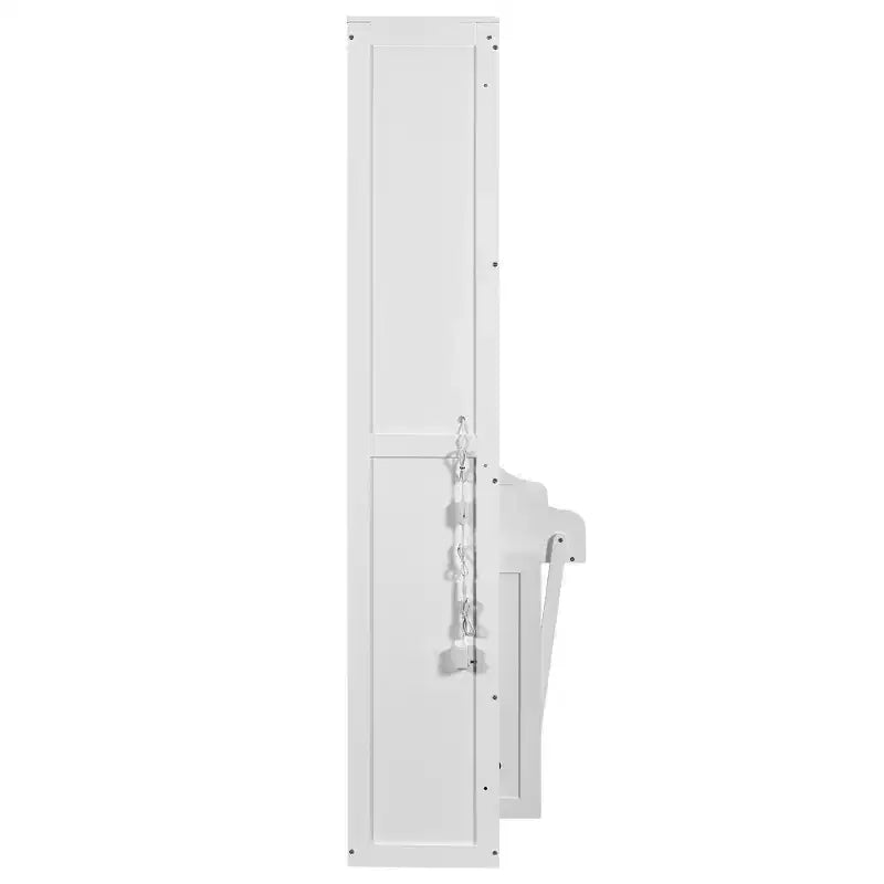 Lit escamotable Queen Size avec armoires latérales et éclairage LED, lit armoire pliant avec étagères de rangement et tiroirs pour chambre d'amis, blanc