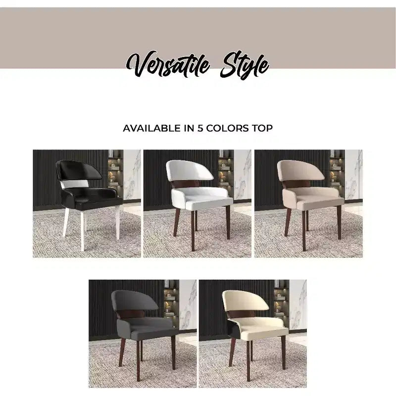 LeisureMod Ethos Chaises de Salle à Manger Modernes (Lot de 2) Sièges en Cuir avec Dossier Courbé et Pieds en Fer Noir, Places Assises pour Cuisine, Salle à Manger, Café