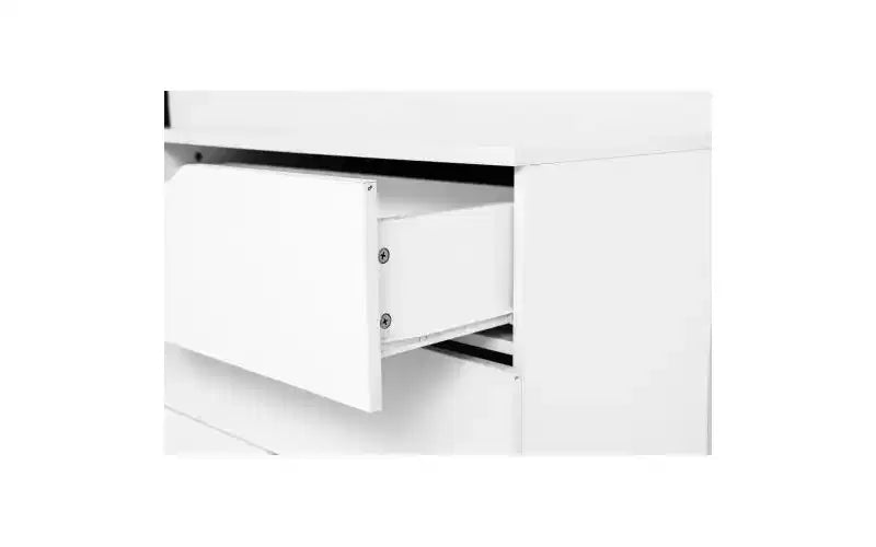JVNOXK Meuble à cinq tiroirs de 76 cm avec 4 roulettes, meuble de rangement moderne avec poignées découpées, tiroirs à glissement fluide, blanc