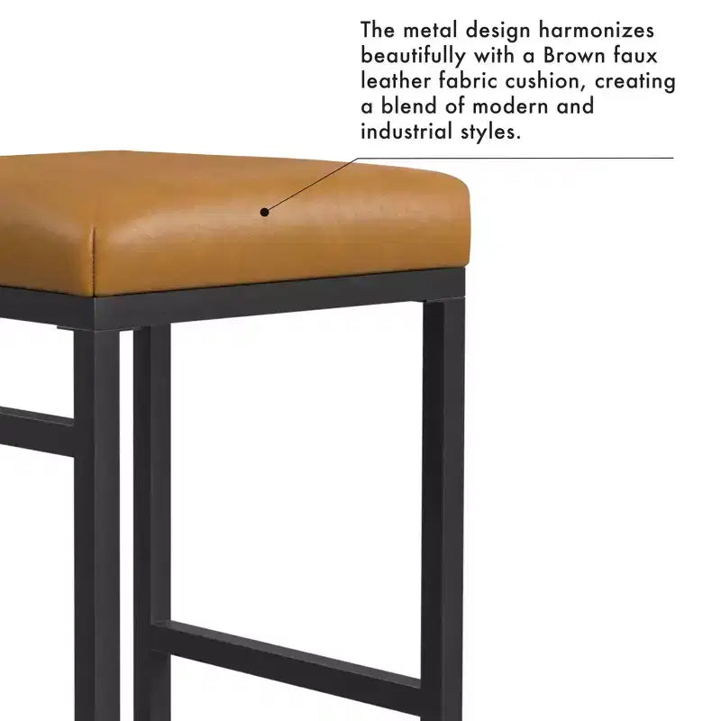 Tabouret de bar en métal à hauteur de comptoir à dossier ouvert - HomePop