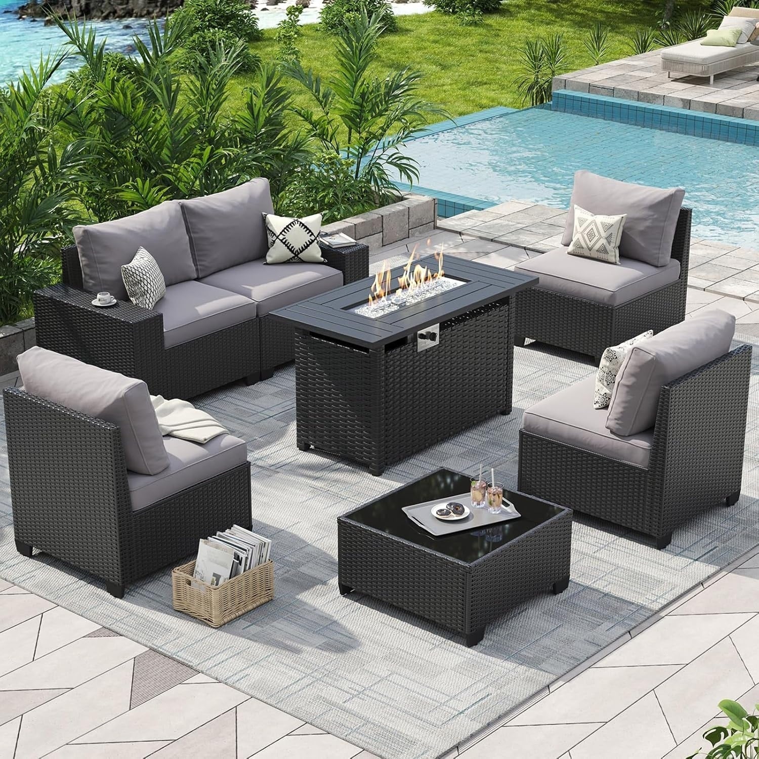 Salons de jardin avec coussins de 10 cm d'épaisseur