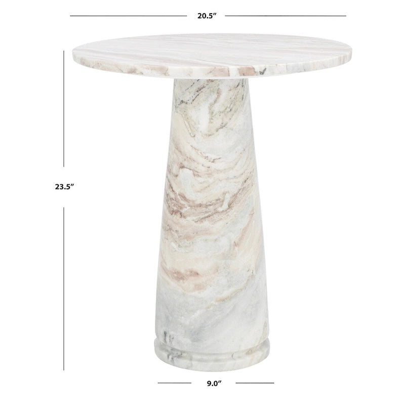 Table d'appoint ronde haute en marbre SAFAVIEH Couture Ghicu - 56 cm L x 53 cm P x 61 cm H - 21Wx21Dx24H