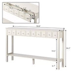 Table d'entrée vintage blanche à 2 niveaux avec 4 tiroirs en MDF 152,5*28*86,4cm