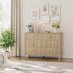 Acekool Commode cannelée à 6 tiroirs de 120 cm, Meuble de rangement moderne pour chambre à coucher, salon