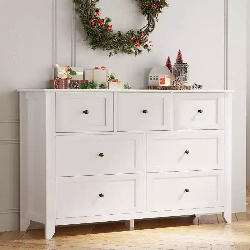 Commode à 7 tiroirs COZONY de 137 cm de large pour chambre à coucher, commode moderne avec rangement profond, organisateur de vêtements pour salon, couloir