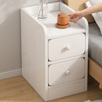 Table de chevet simple en bois naturel blanc à 2 tiroirs