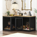 Grand meuble de caisse d'angle pour 2 chiens, cage pour chien en forme de L - 58,7X41,1