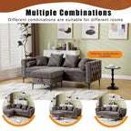 Canapé sectionnel convertible moderne en forme de L en chenille capitonnée