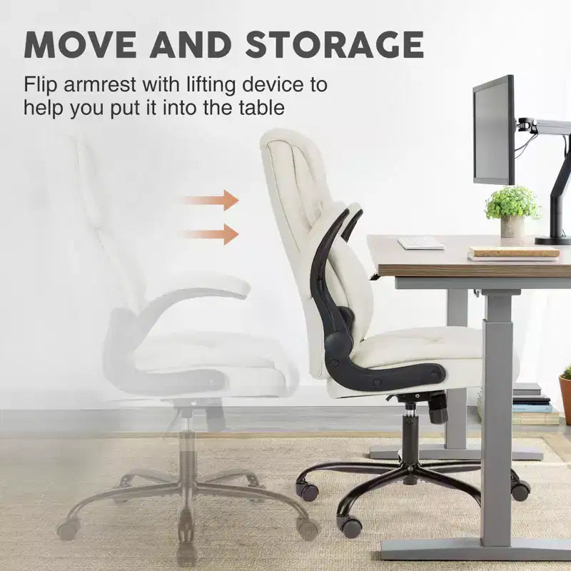 Chaise de bureau ergonomique TUYOHW avec accoudoirs relevables réglables, chaise d'ordinateur pivotante avec soutien lombaire et base en métal, chaise Criss Cross pour la maison