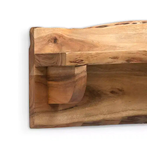 Tablette de cheminée en bois massif Live Edge Alpine Brun Naturel - Meubles Alaterre