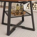 GDFStudio Rakesh Table à manger ronde extensible moderne en métal avec étagère à grille métallique