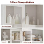 Grand garde-manger de cuisine en bois, armoire de rangement alimentaire autonome de style ferme avec 4 portes magnétiques, étagères réglables, grand rangement