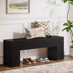 Banc d'entrée en bois Lantine47'', banc d'entrée de style ferme avec rangement pour salon, chambre à coucher, couloir, assemblage facile, brun chêne