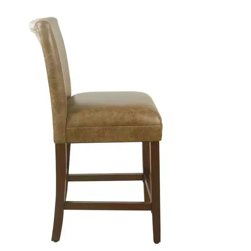 Tabouret de bar de 24 po de hauteur de comptoir de luxe en similicuir - HomePop