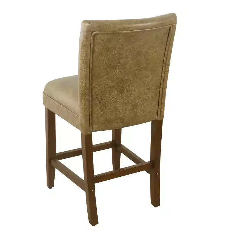 Tabouret de bar de 24 po de hauteur de comptoir de luxe en similicuir - HomePop