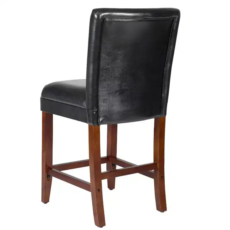 Tabouret de bar de 24 po de hauteur de comptoir de luxe en similicuir - HomePop