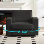 Mjkone Fauteuil pivotant moderne 360°, Fauteuil carré rembourré, Canapé simple confortable en chenille