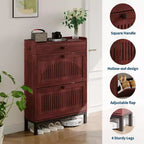 Meuble à chaussures moderne avec 2 tiroirs basculants et grand tiroir, organisateur de chaussures en bois avec étagère réglable, rangement à chaussures caché pour entrée, salon