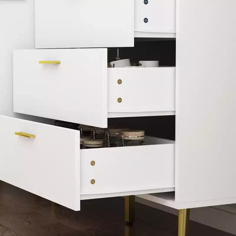 Commode moderne blanche Famapy avec tiroirs - Meuble polyvalent