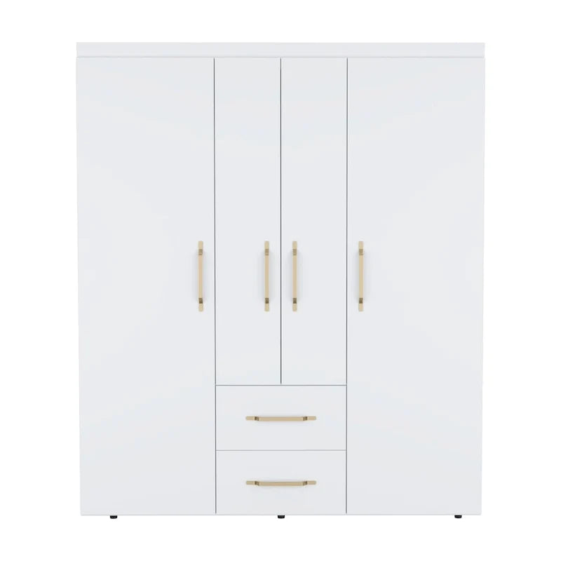 19.8 Armoire quatre portes moderne avec options de rangement multiples et accents métalliques