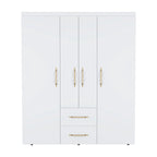 19.8 Armoire quatre portes moderne avec options de rangement multiples et accents métalliques