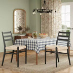 TUYOHW Lot de 2 Chaises de Salle à Manger Style Ferme Moderne du Milieu du Siècle, Chaises de Salle à Manger avec Assise en Corde Tressée et Cadre en Métal Robuste