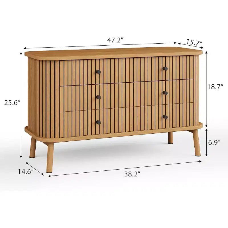 Commode Garvee 47 à 6 tiroirs, commode compacte en bois avec pieds en métal, organisateur de rangement style ferme pour chambre à coucher, chambre d'enfant ou appartement