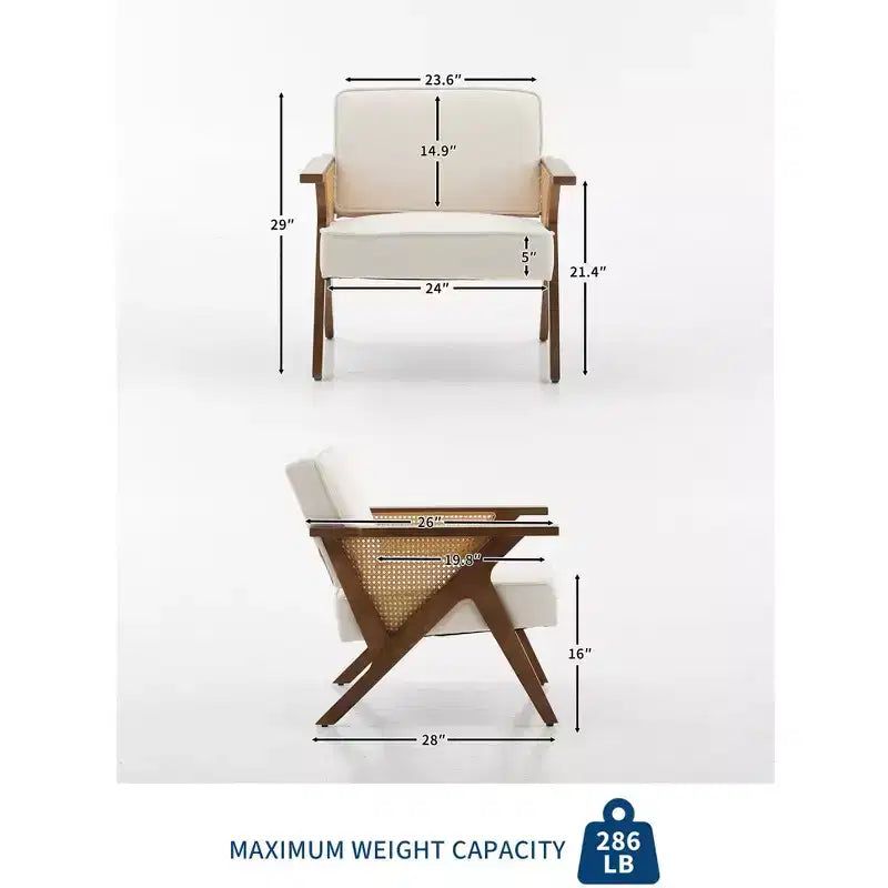 Fauteuil d'appoint moderne en lin, fauteuil de lecture rembourré avec dossier, fauteuil simple, fauteuil d'appoint avec pieds en bois pour salon ou chambre à coucher