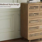 Commode haute SOLACE FURNITURE à 6 tiroirs, commodes avec grille et design incurvé